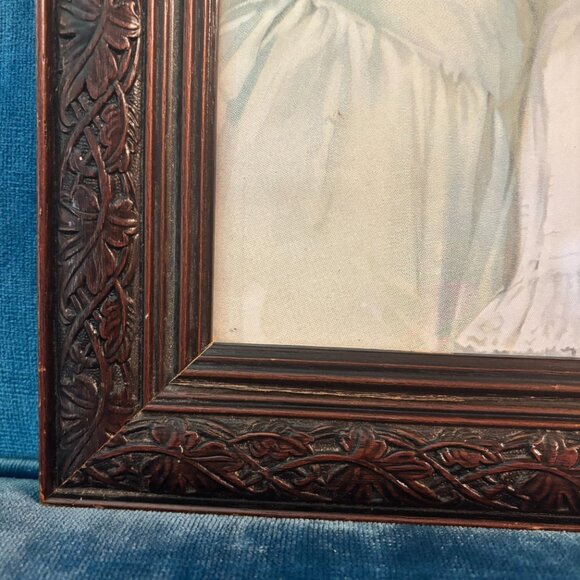 Antique "Baby First Kiss" Framed Print - Picture 3 of 5